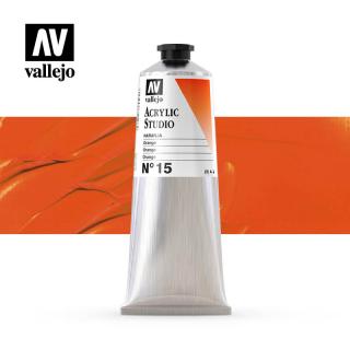 Acrylic Studio Paint Tube - Vallejo 58ml - Cadmium Orange 21015