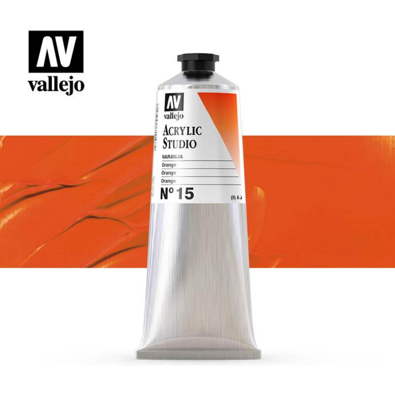 Acrylic Studio Paint Tube - Vallejo 58ml - Cadmium Orange 21015