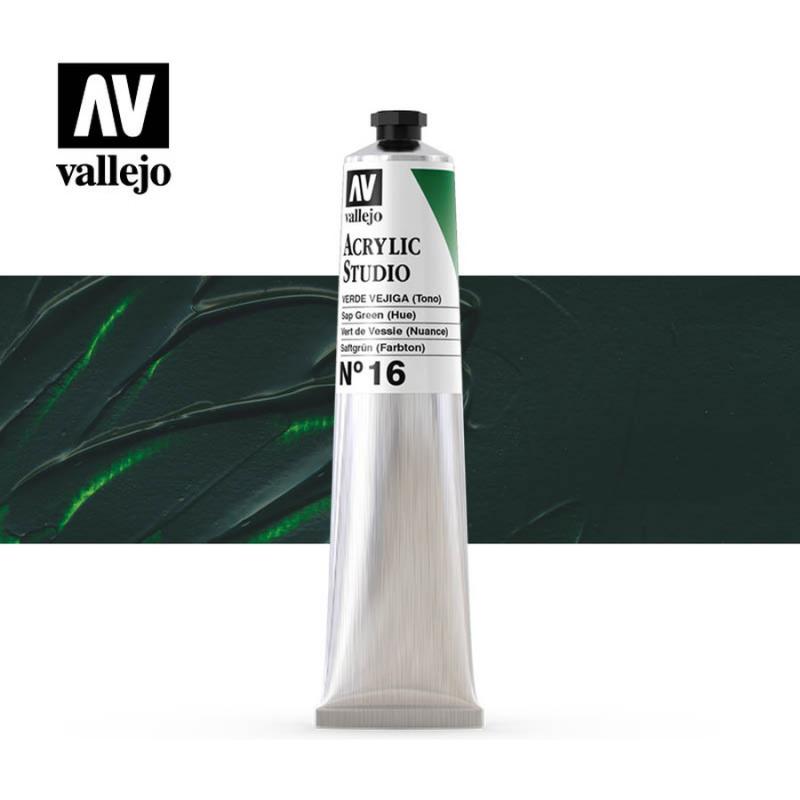 Acrylic Studio Paint Tube - Vallejo 58ml - Sap Green 21016