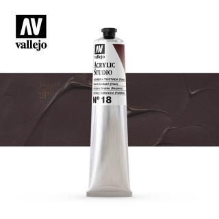 Acrylic Studio Paint Tube - Vallejo 58ml - Burnt Umber 21018