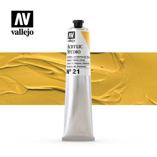 Acrylic Studio Paint Tube - Vallejo 58ml - Naples Yellow 21021