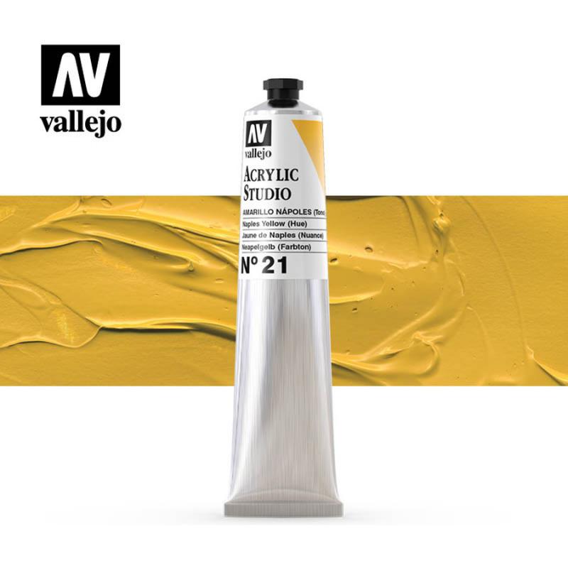 Acrylic Studio Paint Tube - Vallejo 58ml - Naples Yellow 21021