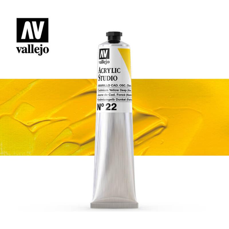 Acrylic Studio Paint Tube - Vallejo 58ml - Cadmium Yellow 21022