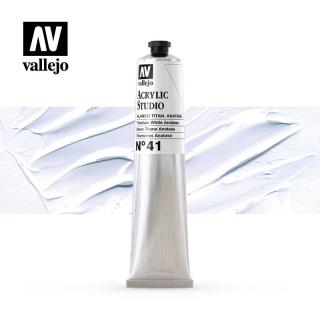 Acrylic Studio Paint Tube - Vallejo 58ml - Titanium White Anatase 21041