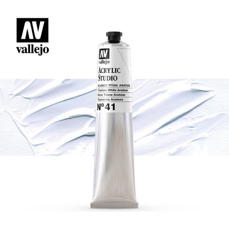 Acrylic Studio Paint Tube - Vallejo 58ml - Titanium White Anatase 21041