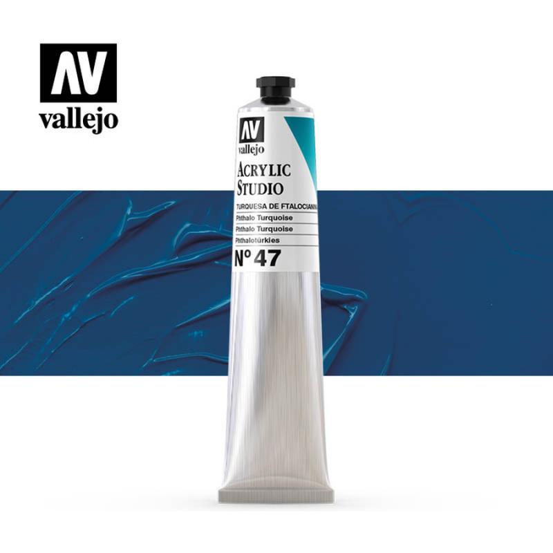 Acrylic Studio Paint Tube - Vallejo 58ml - Phthalo Turquoise 21047