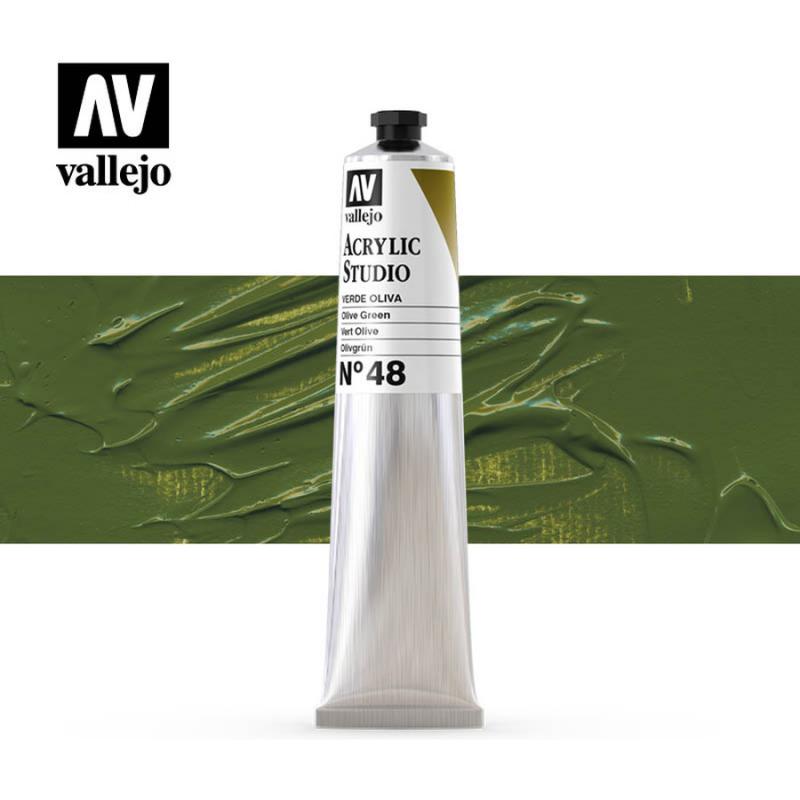 Acrylic Studio Paint Tube - Vallejo 58ml - Olive Green 21048