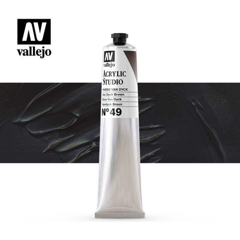 Acrylic Studio Paint Tube - Vallejo 58ml - Van Dyck Brown 21049