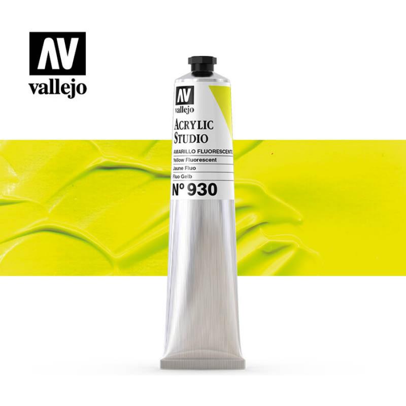 Acrylic Studio Fluorescent Paint Tube - Vallejo 58ml - Fluorescent Yellow 21930