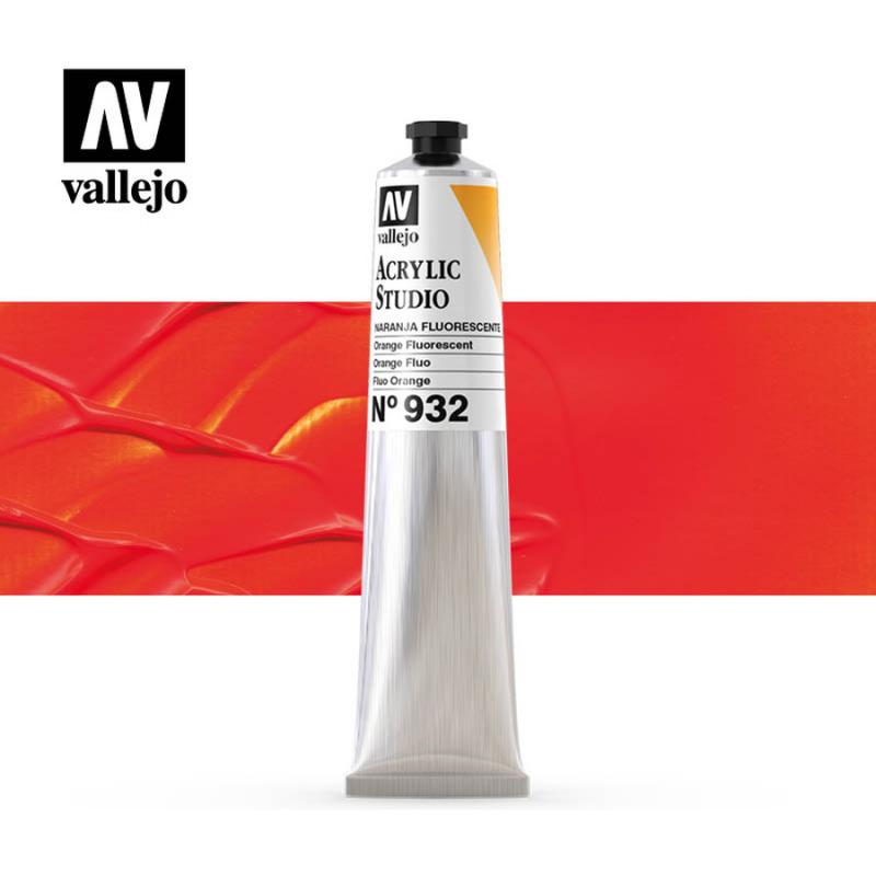 Acrylic Studio Fluorescent Paint Tube - Vallejo 58ml - Fluorescent Orange