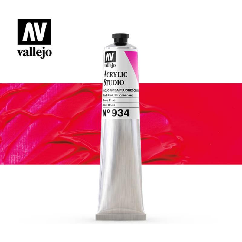 Acrylic Studio Fluorescent Paint Tube - Vallejo 58ml - Fluorescent Red Pink