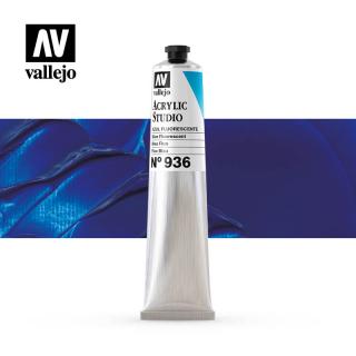 Acrylic Studio Fluorescent Paint Tube - Vallejo 58ml - Fluorescent Blue