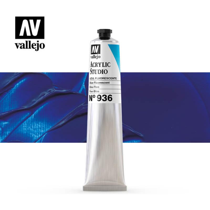 Acrylic Studio Fluorescent Paint Tube - Vallejo 58ml - Fluorescent Blue