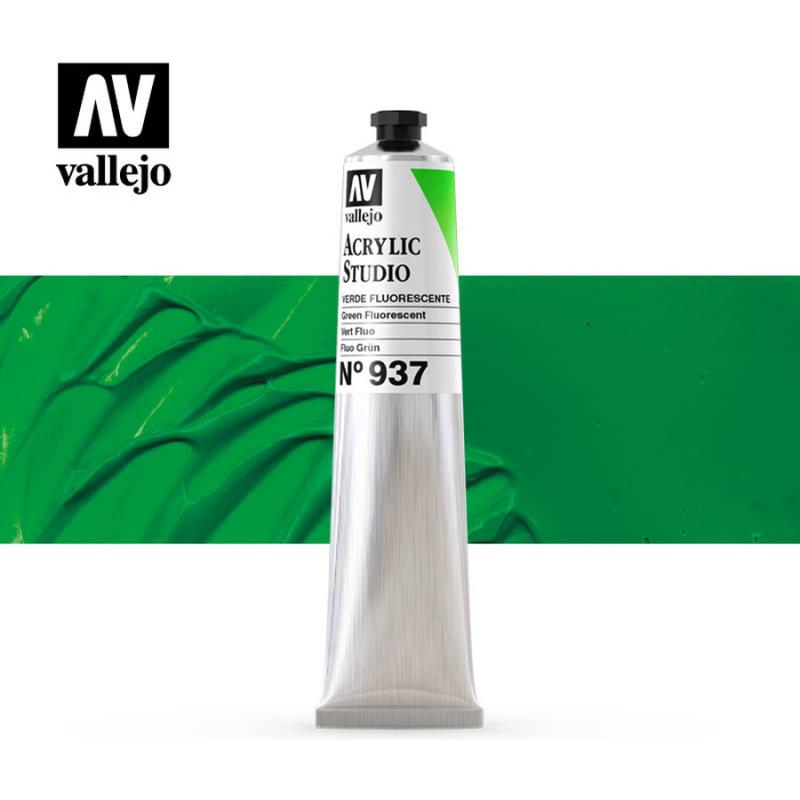 Acrylic Studio Fluorescent Paint Tube - Vallejo 58ml - Fluorescent Green