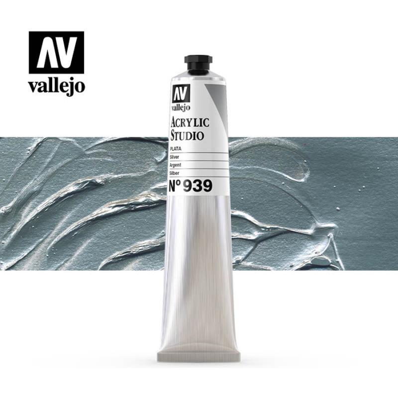 Acrylic Studio Paint Tube - Vallejo 58ml - Metallic Silver