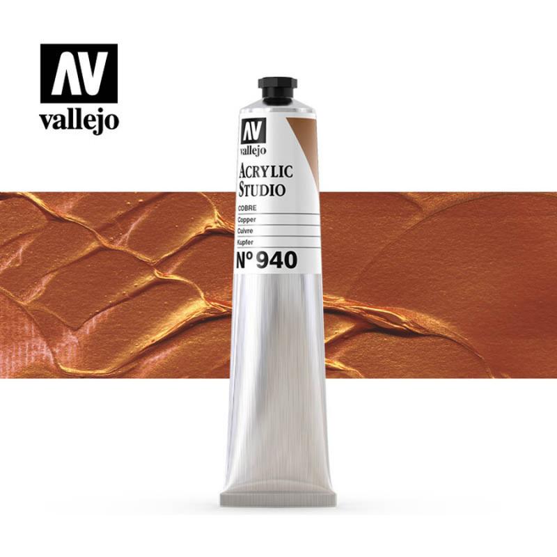 Acrylic Studio Paint Tube - Vallejo 58ml - Metallic Copper