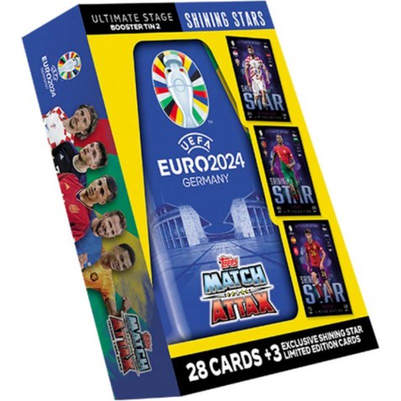 Topps Uefa Euro 2024 Trading Cars Booster Tin (28 cards + 3 Exl,) Shining Stars