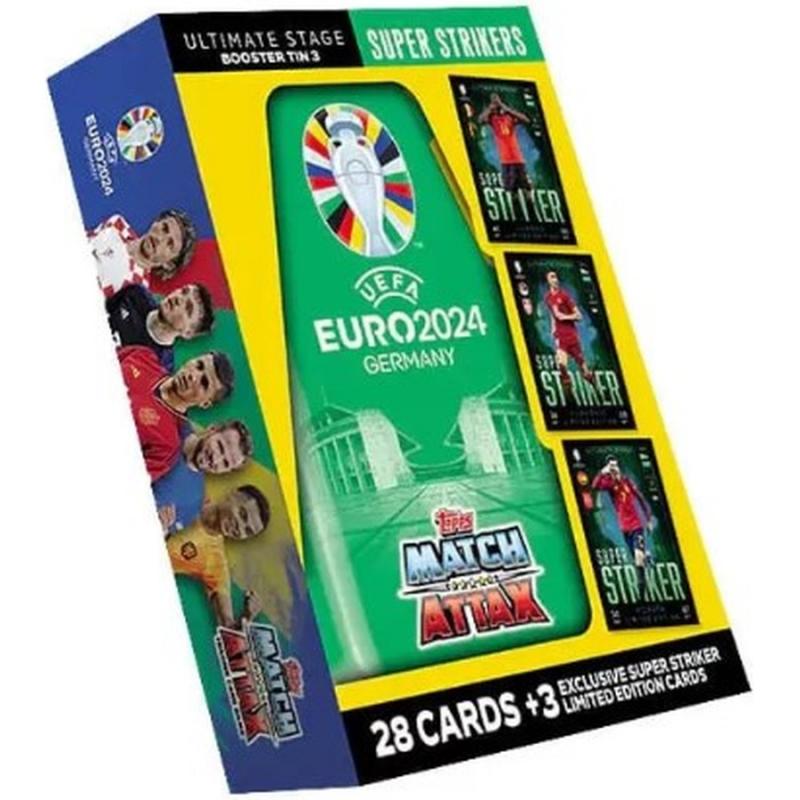 Topps Uefa Euro 2024 Trading Cars Booster Tin (28 cards + 3 Exl,) Super Strikers
